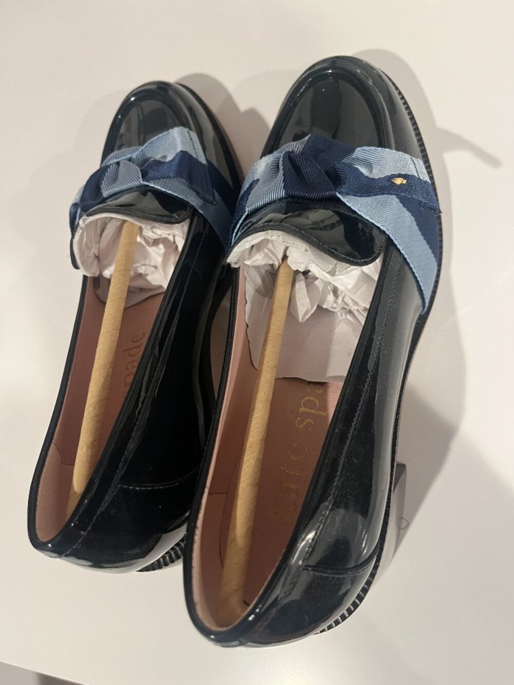 Kate Spade New York Patent Leather Bow Loafers Flats Black Size 9B